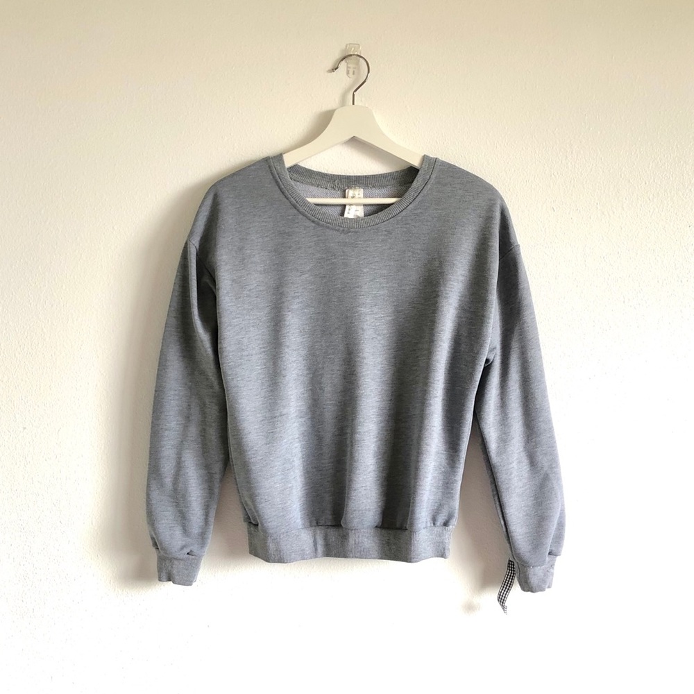 Pinklicious Gray / Black / White Gingham Ribbon Stitch Sweatshirt Small